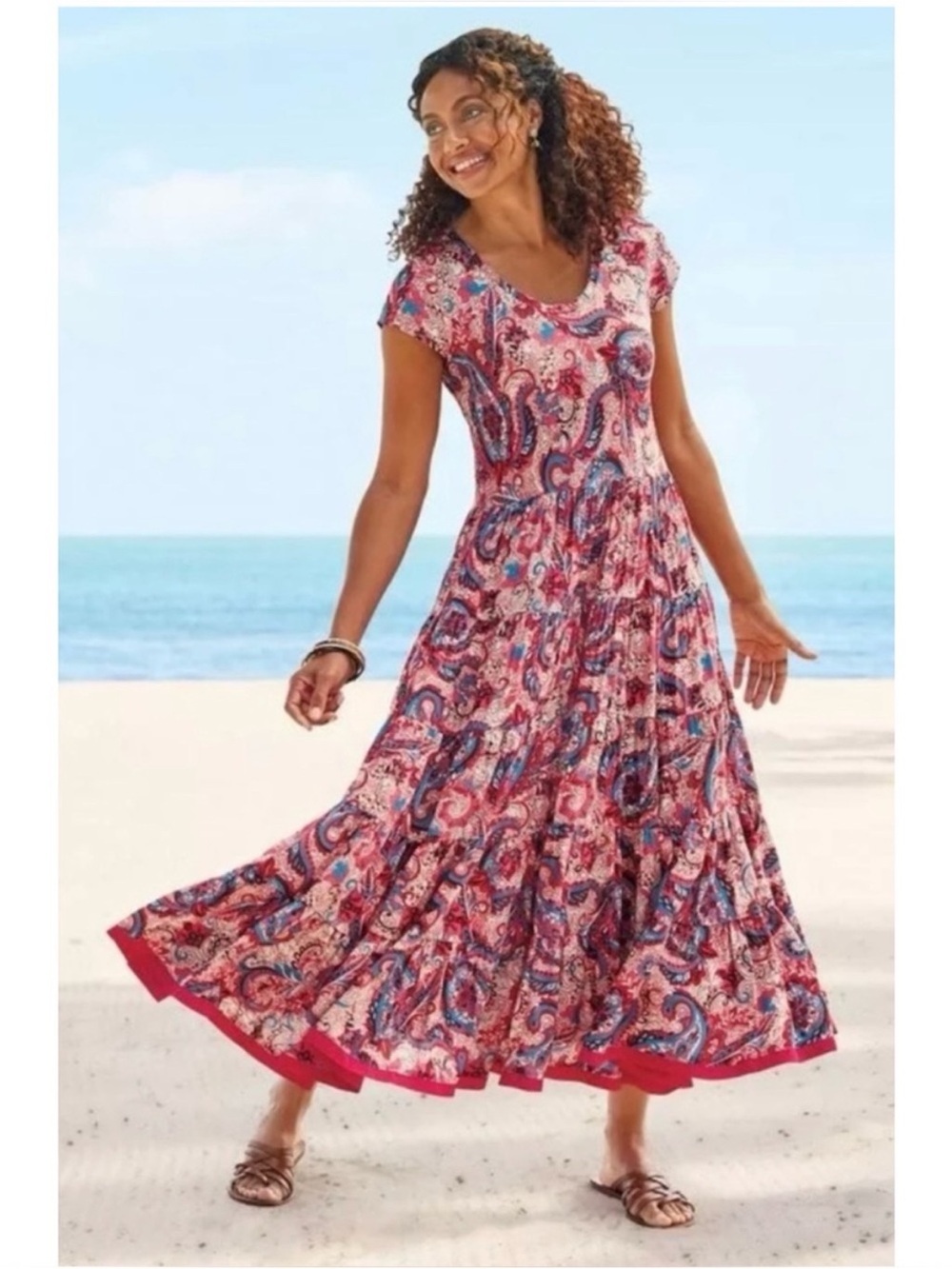 Soft Surroundings Kara Maxi Dress in Framboise Paisley 2X